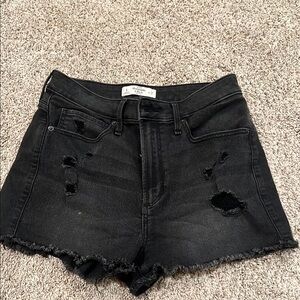 Black Distressed Denim Shorts